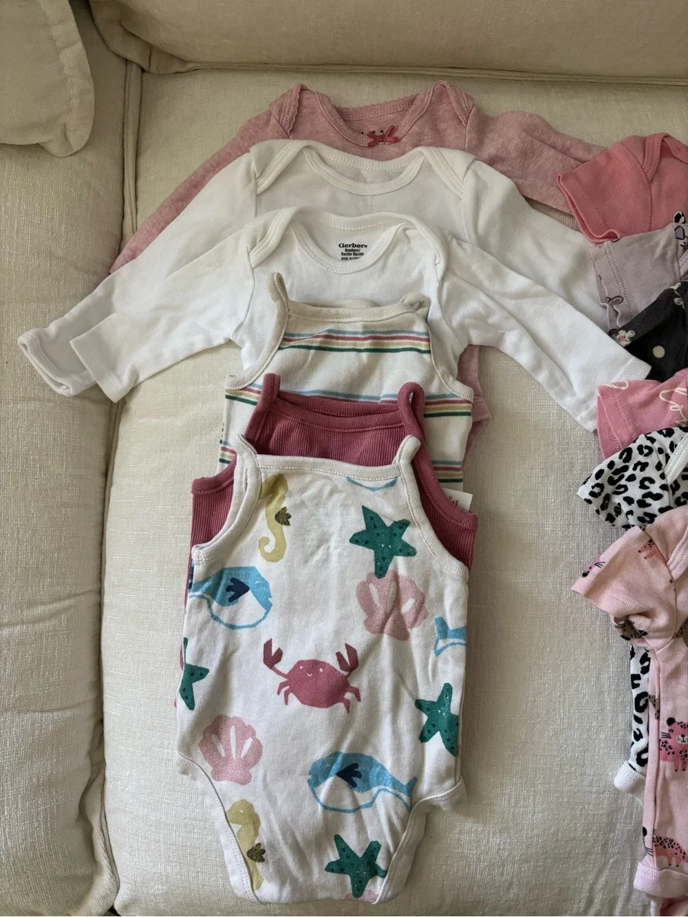 Carter's Baby One-Piece Bodysuit Set in Pink, White, Gray and Teal Accents